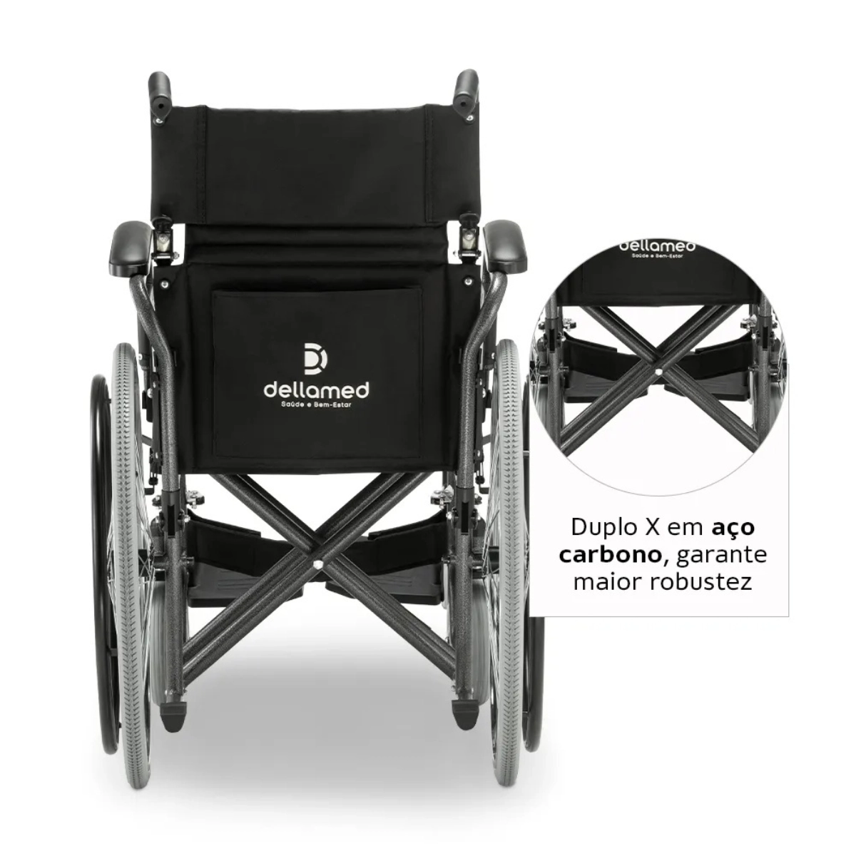 CADEIRA DE RODAS ACOLCHOADA DELLAMED D400 T48 AÇO DOBRAVEL ATE 120KG