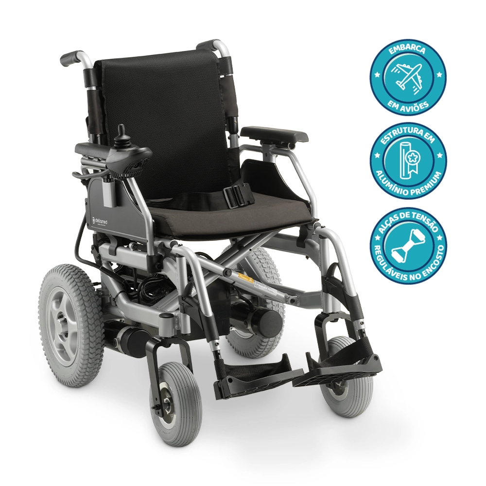 Cadeira De Rodas Motorizada Dobrável Modelo D1000 - Dellamed Cor Preto