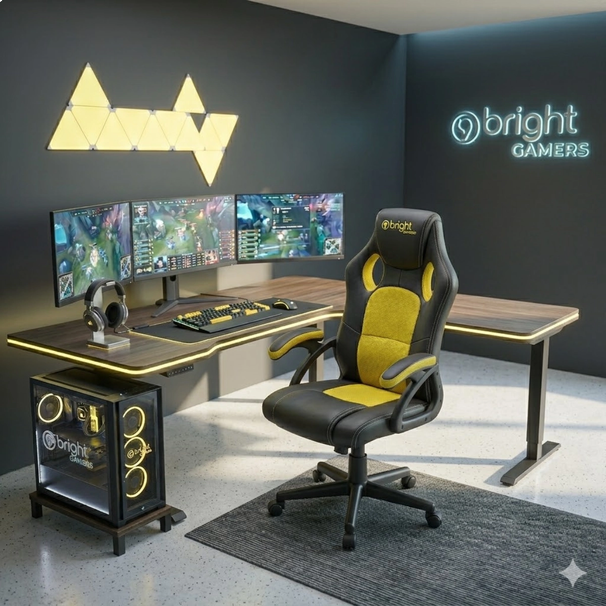 
CADEIRA GAMER BRIGHT AMARELA CG-03 ERGONÔMICA RECLINÁVEL AJUSTÁVEL CONFORTO PROFISSIONAL