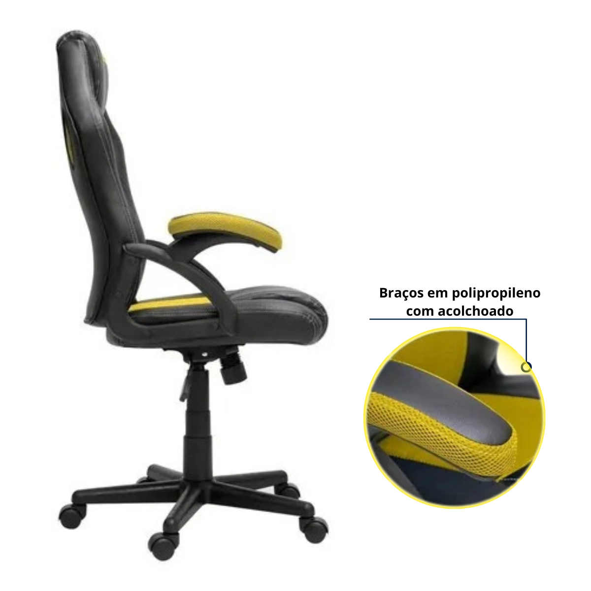 
CADEIRA GAMER BRIGHT AMARELA CG-03 ERGONÔMICA RECLINÁVEL AJUSTÁVEL CONFORTO PROFISSIONAL