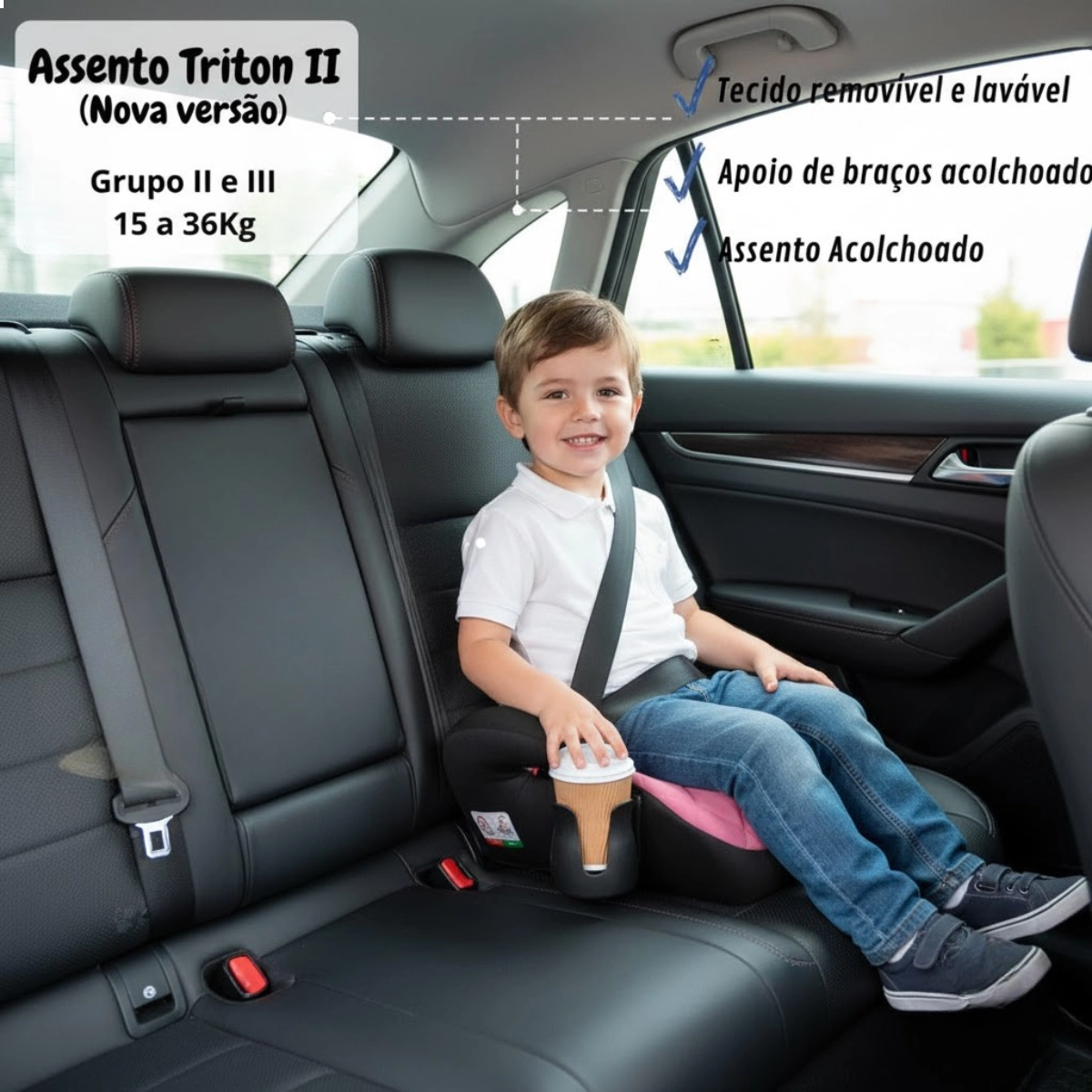 CADEIRINHA VEICULAR INFANTIL TRITON II ROSA E PRETA TUTTI BABY