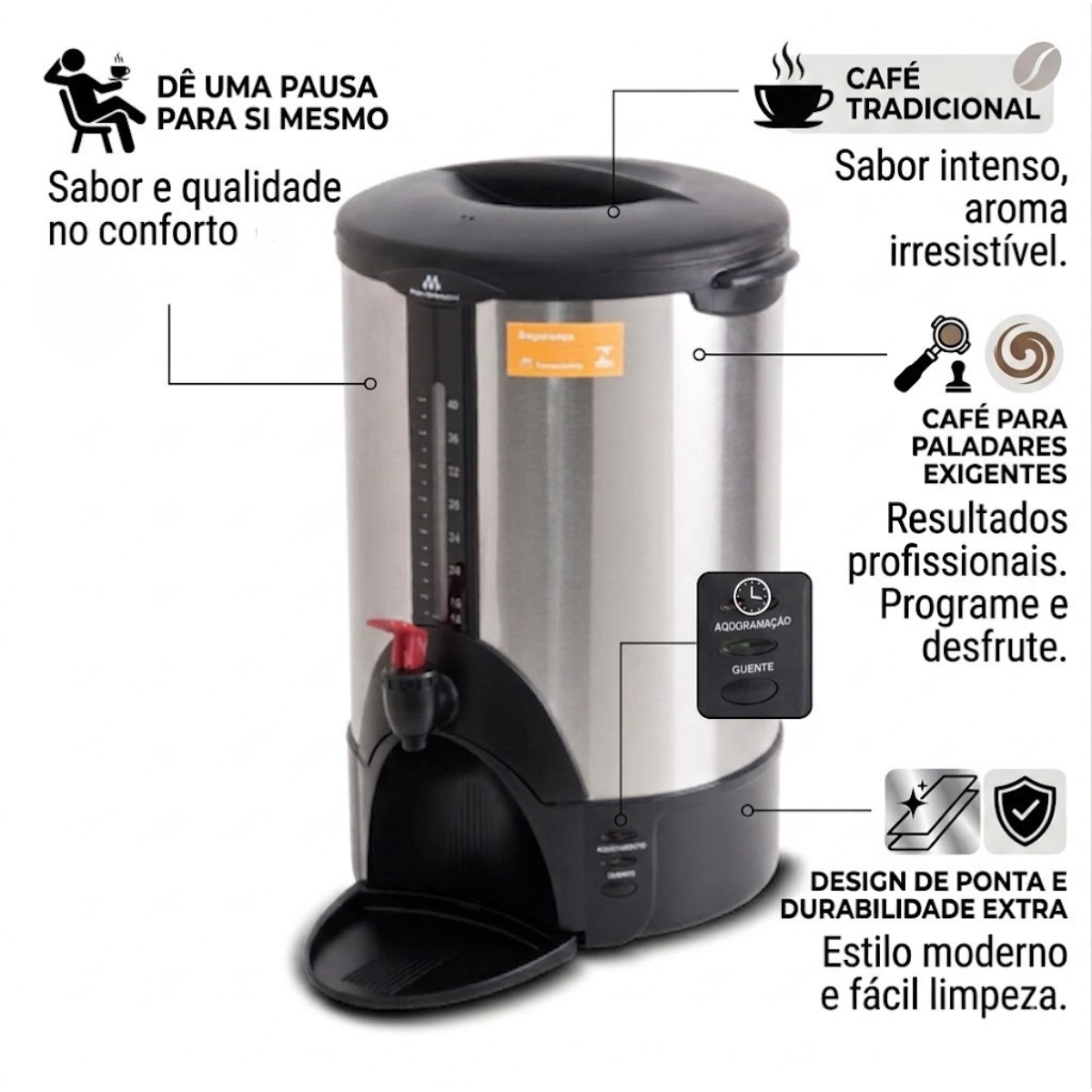 CAFETEIRA AUTOMATICA MACHERSONI 6 LITROS 220V INOX