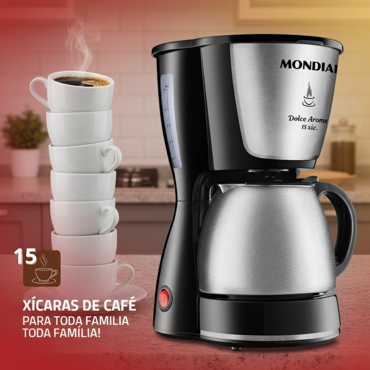 CAFETEIRA ELETRICA 15 XICARAS DOLCE AROME MONDIAL 550W 127V