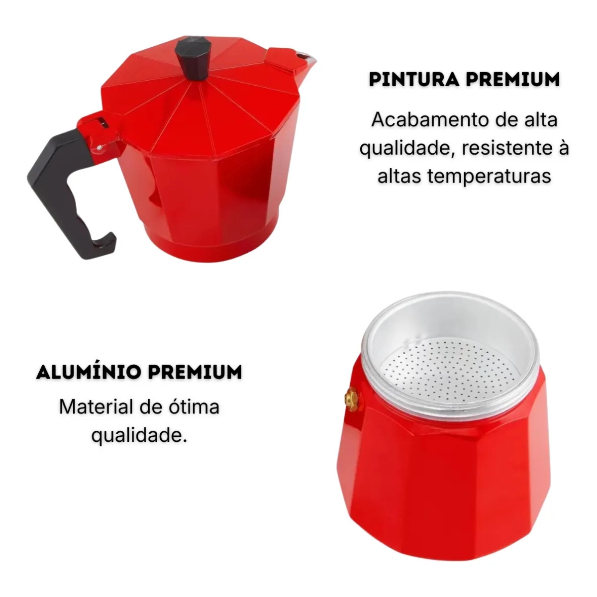 Cafeteira Italiana Aluminio Vermelho com 6 Xicaras Mw