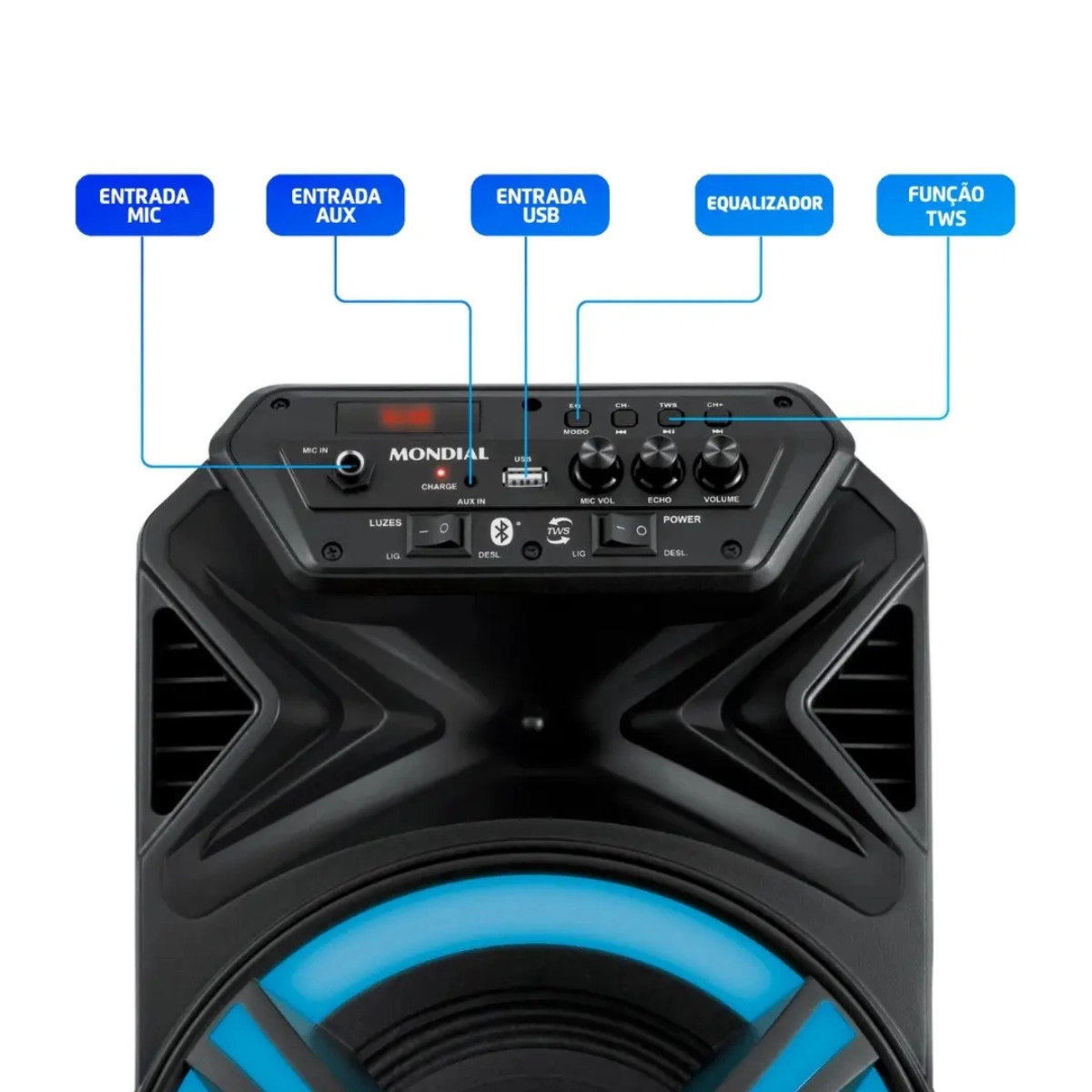 Caixa Amplificada Cm-400-l 400w Rms Preta Mondial Bivolt Caixa Amplificada Cm-400-l 400w Rms Preta Mondial Bivolt