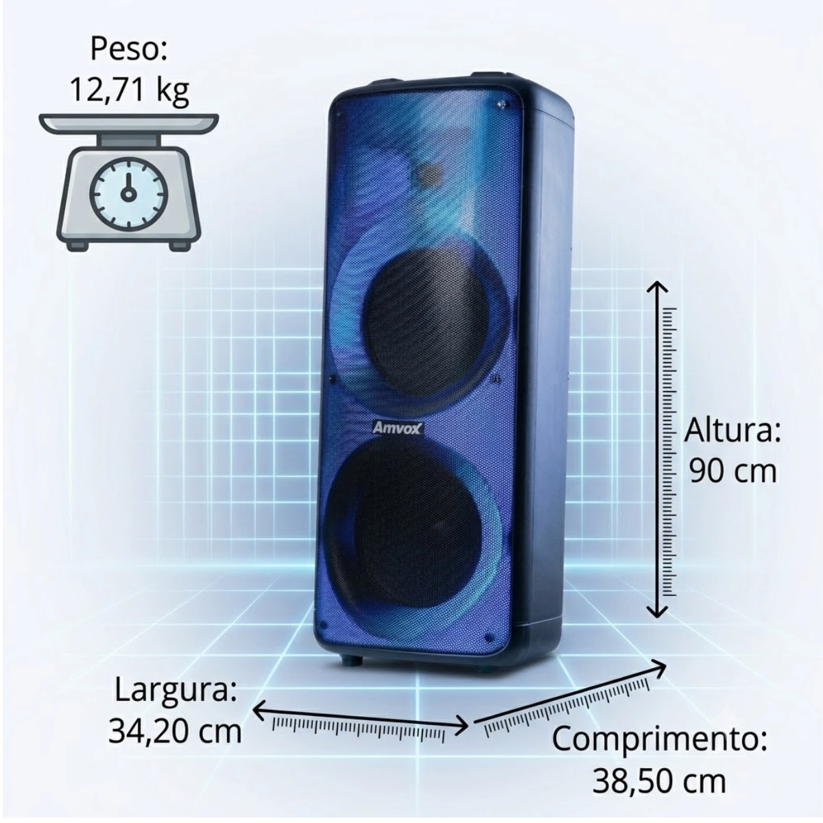 Caixa de Som Amplificada Amvox Aca 2000 Party Vox Preto Bivolt Caixa de Som Amplificada Amvox Aca 2000 Party Vox Preto Bivolt
