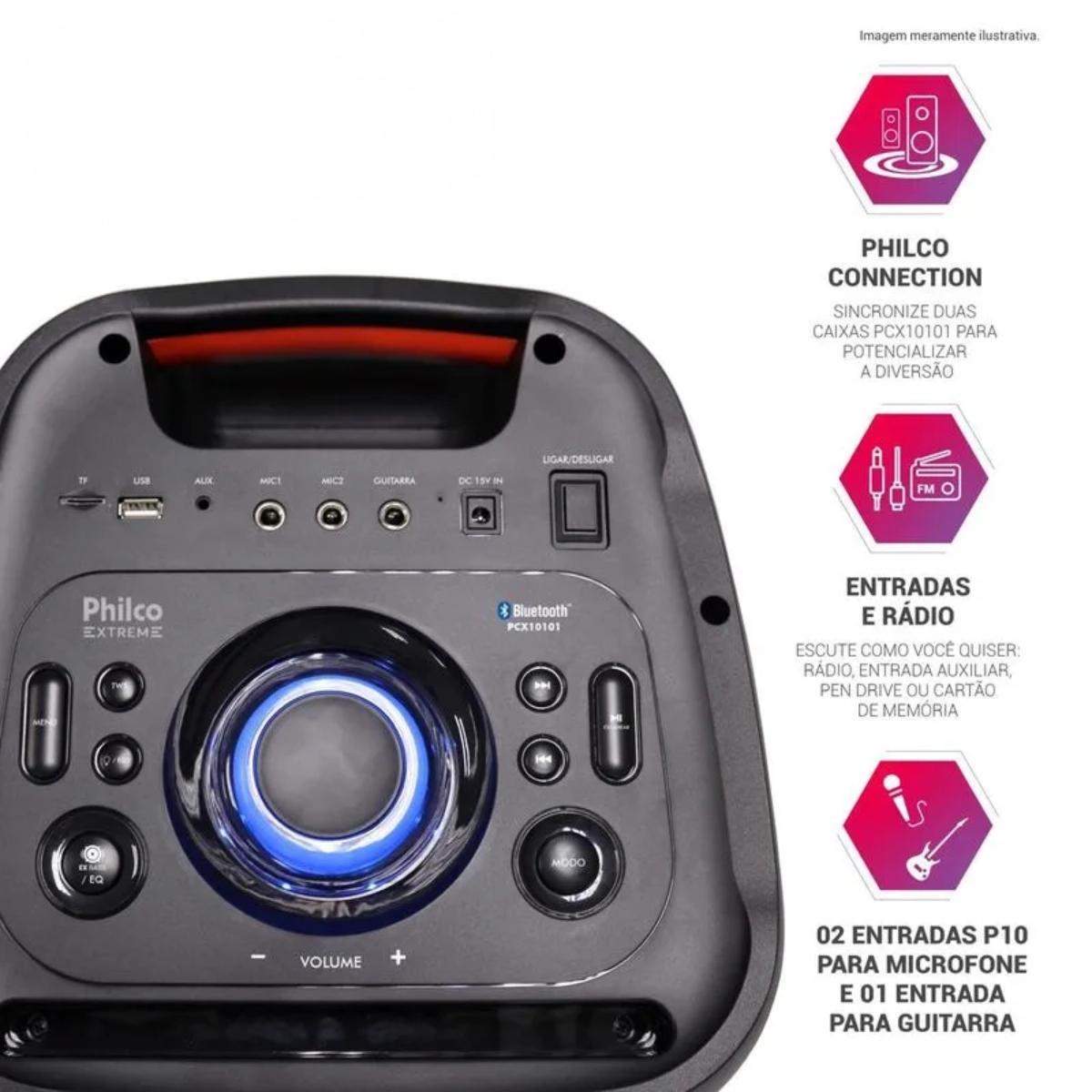 CAIXA DE SOM AMPLIFICADA BLUETOOTH FLASH LIGHTS E FULL LED 2000W PHILCO CAIXA DE SOM AMPLIFICADA BLUETOOTH FLASH LIGHTS E FULL LED 2000W PHILCO