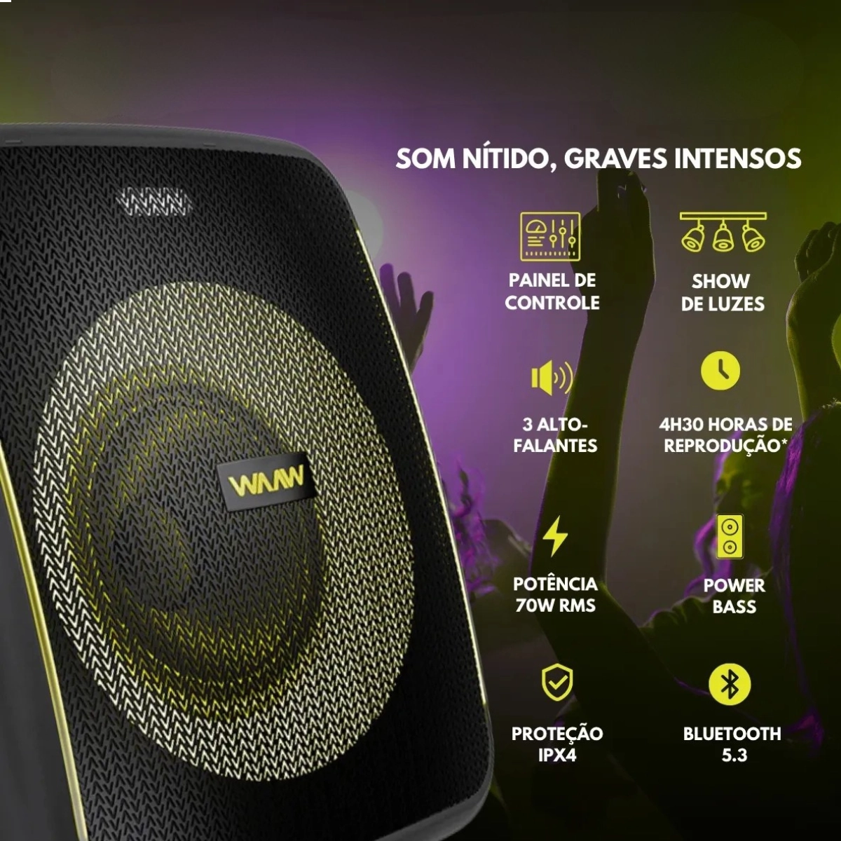 Caixa de Som Bluetooth Waaw Beat 1000 70w Rms Caixa de Som Bluetooth Waaw Beat 1000 70w Rms