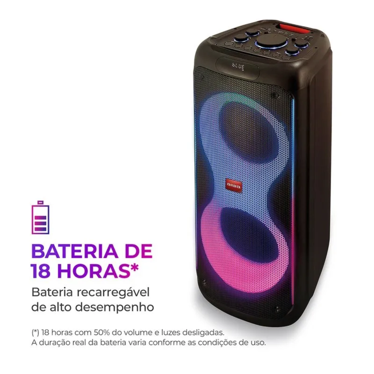 CAIXA DE SOM PARTY BOX BLUETOOTH TWS RGB COM 260W RMS AIWA CAIXA DE SOM PARTY BOX BLUETOOTH TWS RGB COM 260W RMS AIWA