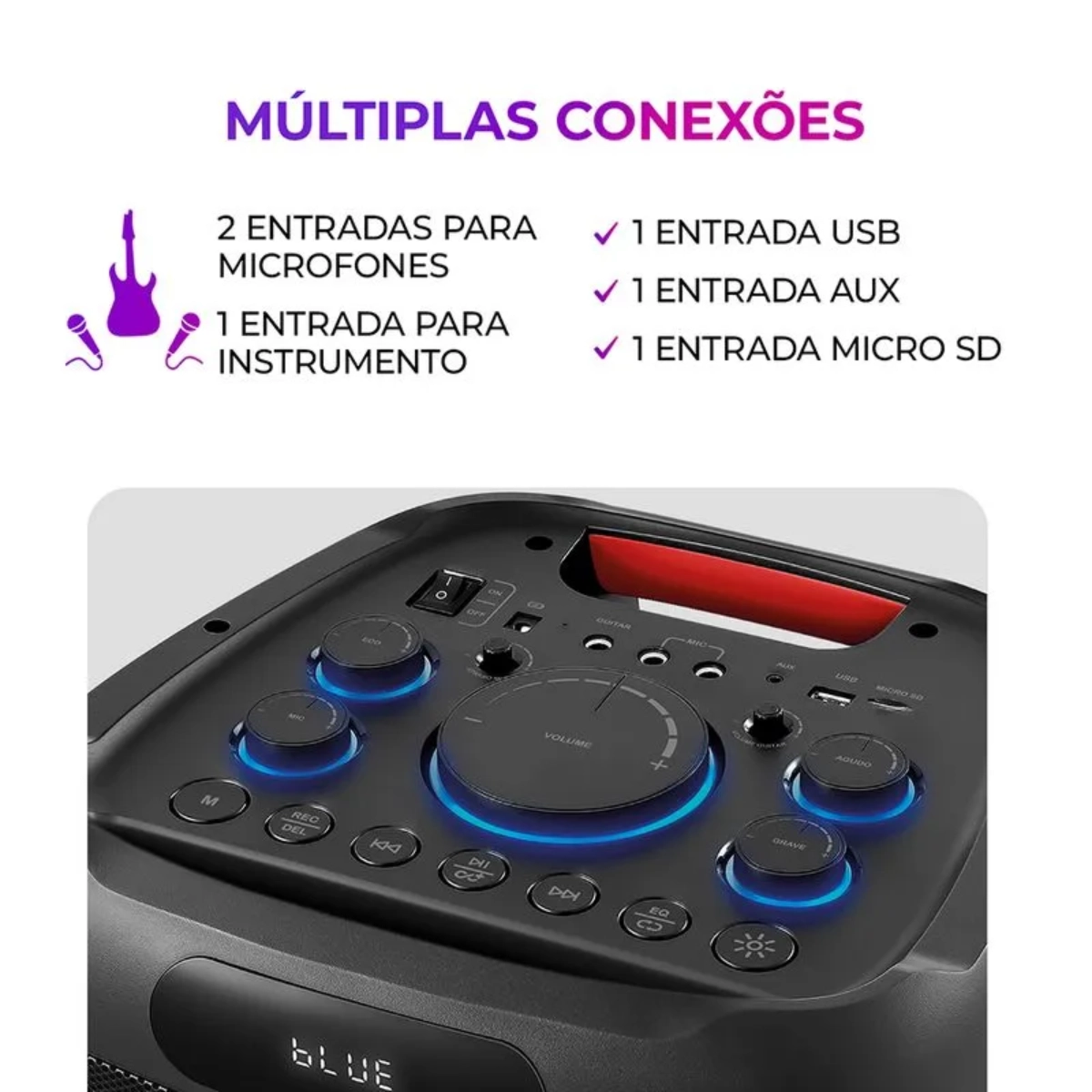 CAIXA DE SOM PARTY BOX BLUETOOTH TWS RGB COM 260W RMS AIWA CAIXA DE SOM PARTY BOX BLUETOOTH TWS RGB COM 260W RMS AIWA