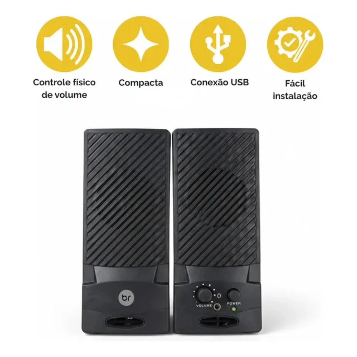 CAIXA DE SOM USB BRIGHT PRETO COM CONTROLE PARA MESA CAIXA DE SOM USB BRIGHT PRETO COM CONTROLE PARA MESA