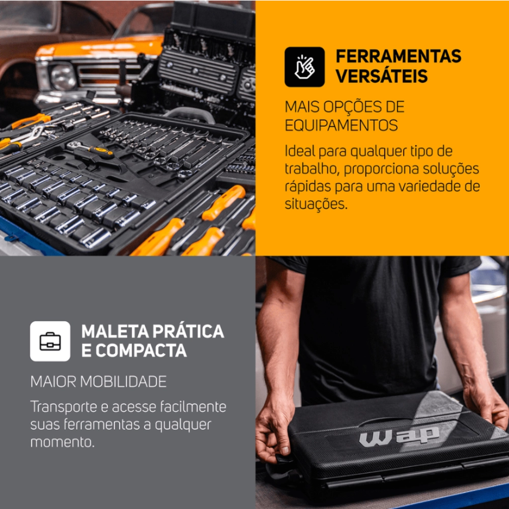 Caixa Jogo de Ferramentas 110 Peças Aço Cromo Vanádio Completo Maleta para Mecânico Profissional Wf Caixa Jogo de Ferramentas 110 Peças Aço Cromo Vanádio Completo Maleta para Mecânico Profissional Wf