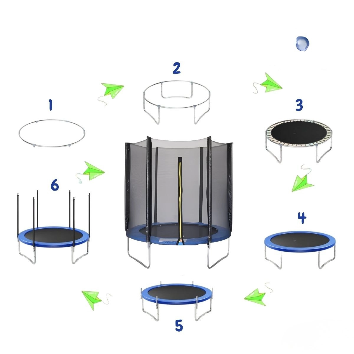 CAMA ELASTICA CIRCUALR INFANTIL 180CM AZUL AÇO GALVANIZADO