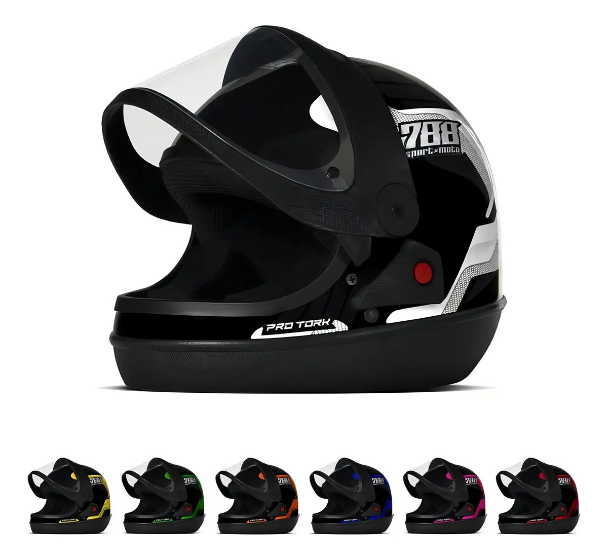 CAPACETE PRO TORK SPORT MOTO 788 PRETO E BRANCO TAMANHO 60 VISEIRA CRISTAL CAPACETE PRO TORK SPORT MOTO 788 PRETO E BRANCO TAMANHO 60 VISEIRA CRISTAL