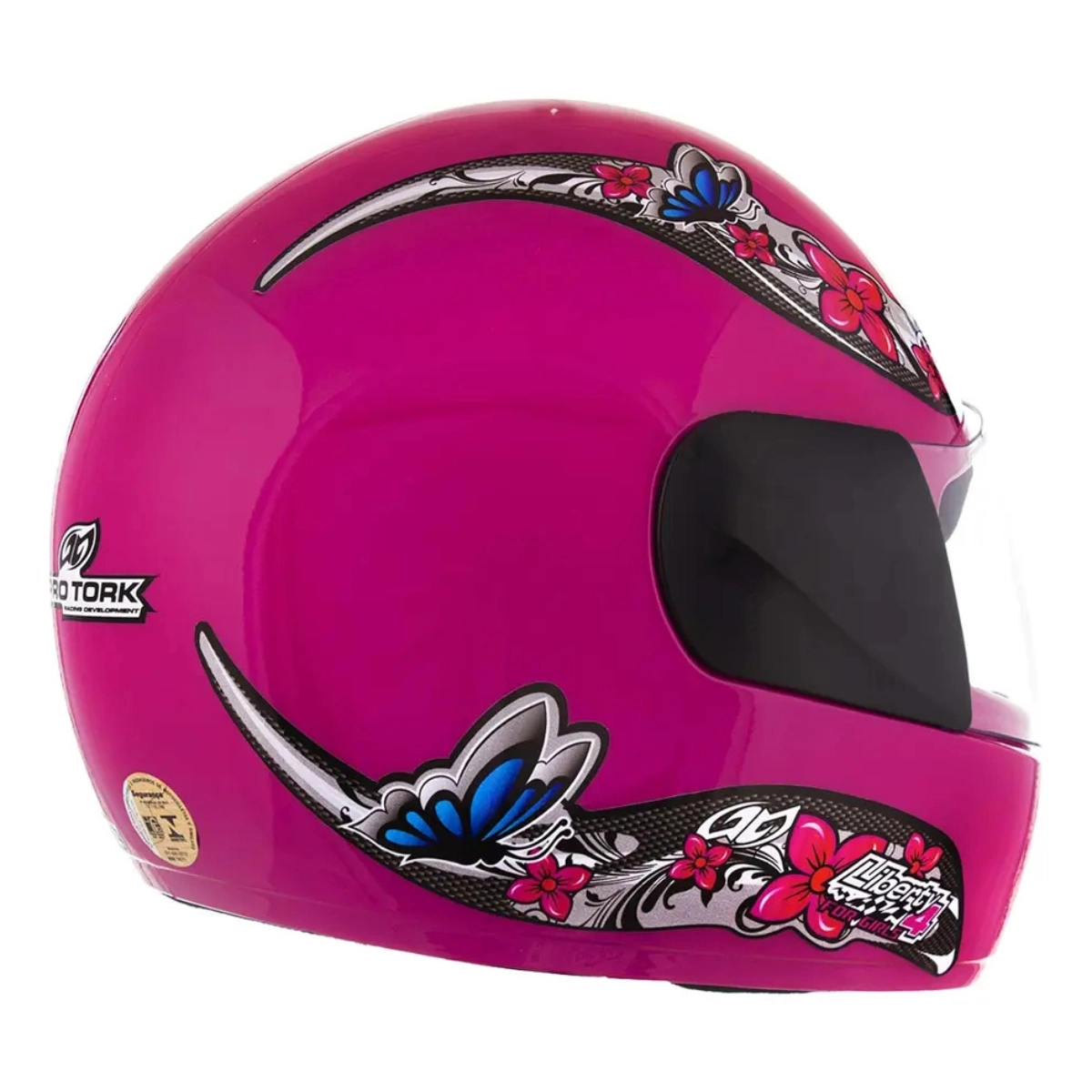 CAPACETE ROSA FLORAL LIBERTY 4 FEMININO TAM 58 FECHADO PROTORK