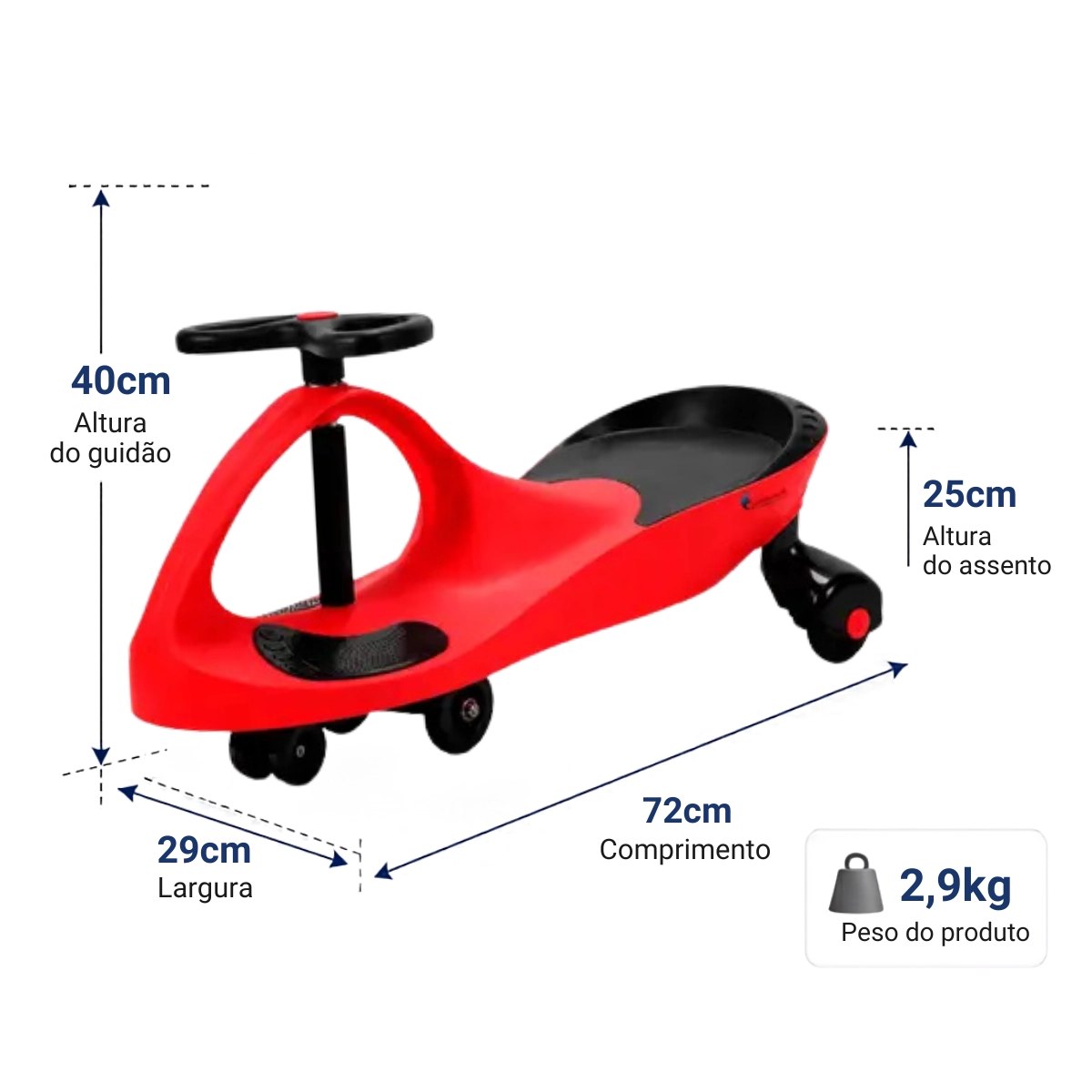 CARRINHO DE ROLIMÃ SWING CAR MOVE 360° VERMELHO BANG TOYS CARRINHO DE ROLIMÃ SWING CAR MOVE 360° VERMELHO BANG TOYS