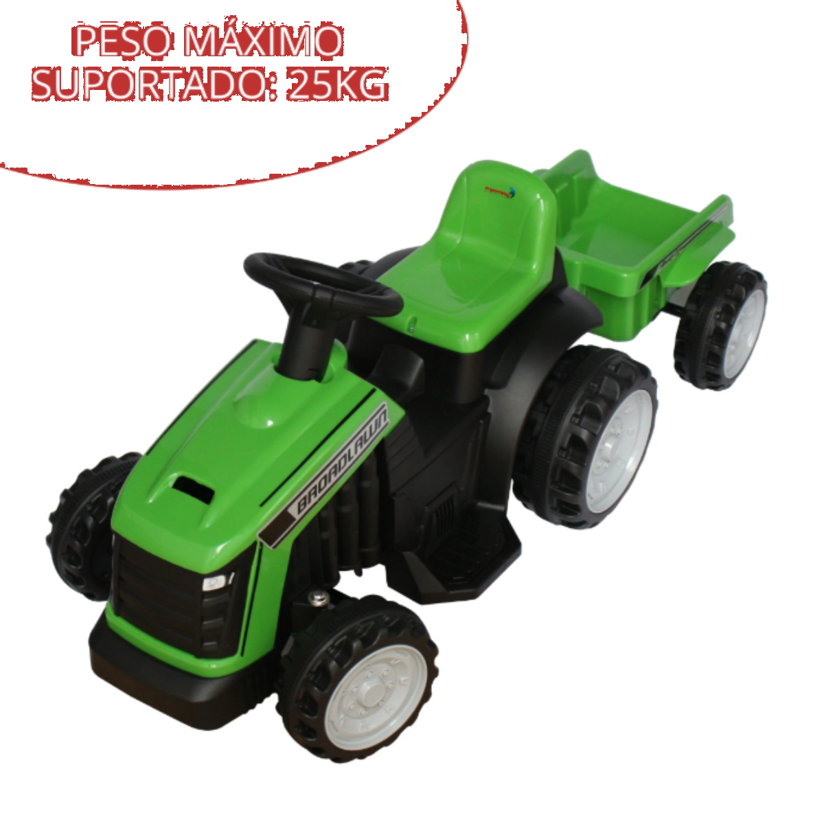 Carrinho Mini Trator Infantil Elétrico Verde 6v com Reboque Importway