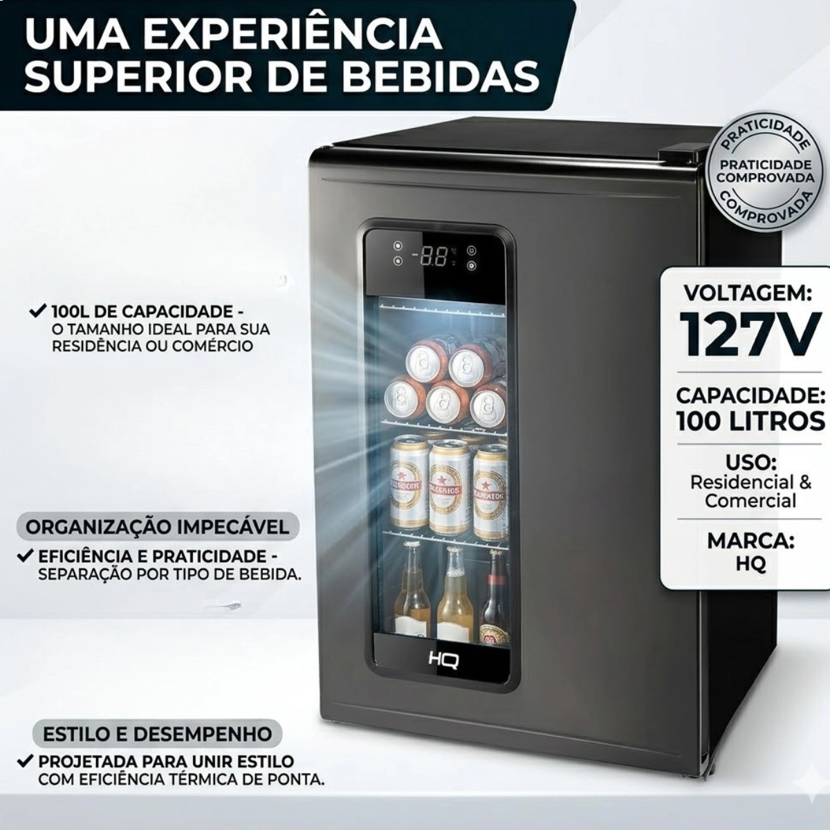 CERVEJEIRA EXPOSITOR HQ-100CEVPVFFI1 100 LITROS INOX 127V CERVEJEIRA EXPOSITOR HQ-100CEVPVFFI1 100 LITROS INOX 127V