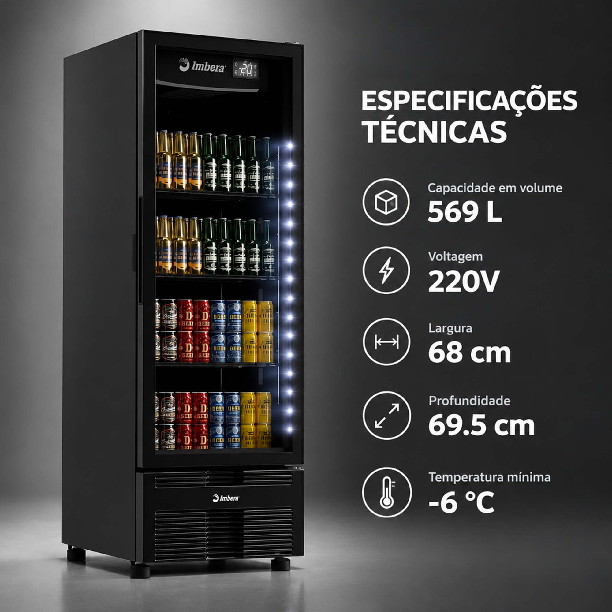 CERVEJEIRA VERTICAL 569L IMBERA CCV355S PRETO VIDRO BIVOLT CERVEJEIRA VERTICAL 569L IMBERA CCV355S PRETO VIDRO BIVOLT