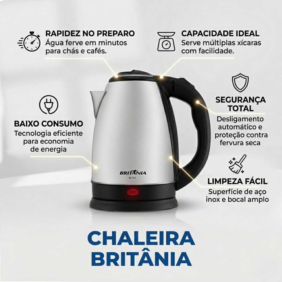 Chaleira Eletrica Bch25 220v Britania Chaleira Eletrica Bch25 220v Britania
