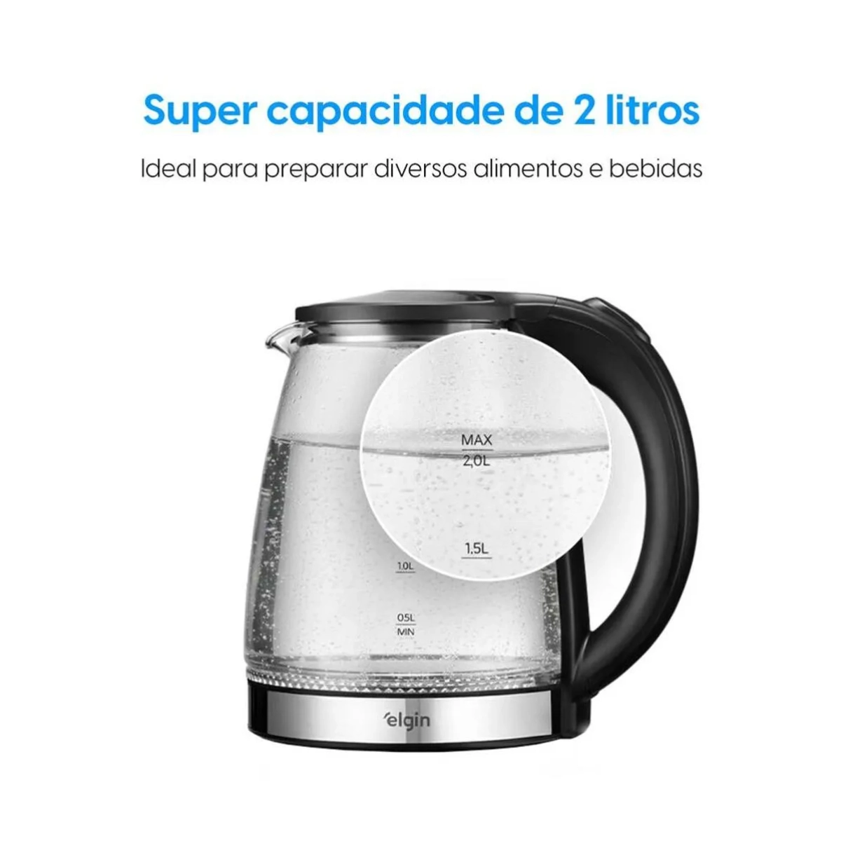 CHALEIRA ELETRICA ELGIN 2L VIDRO INOX 1200W VISIO GLASS 127V CHALEIRA ELETRICA ELGIN 2L VIDRO INOX 1200W VISIO GLASS 127V