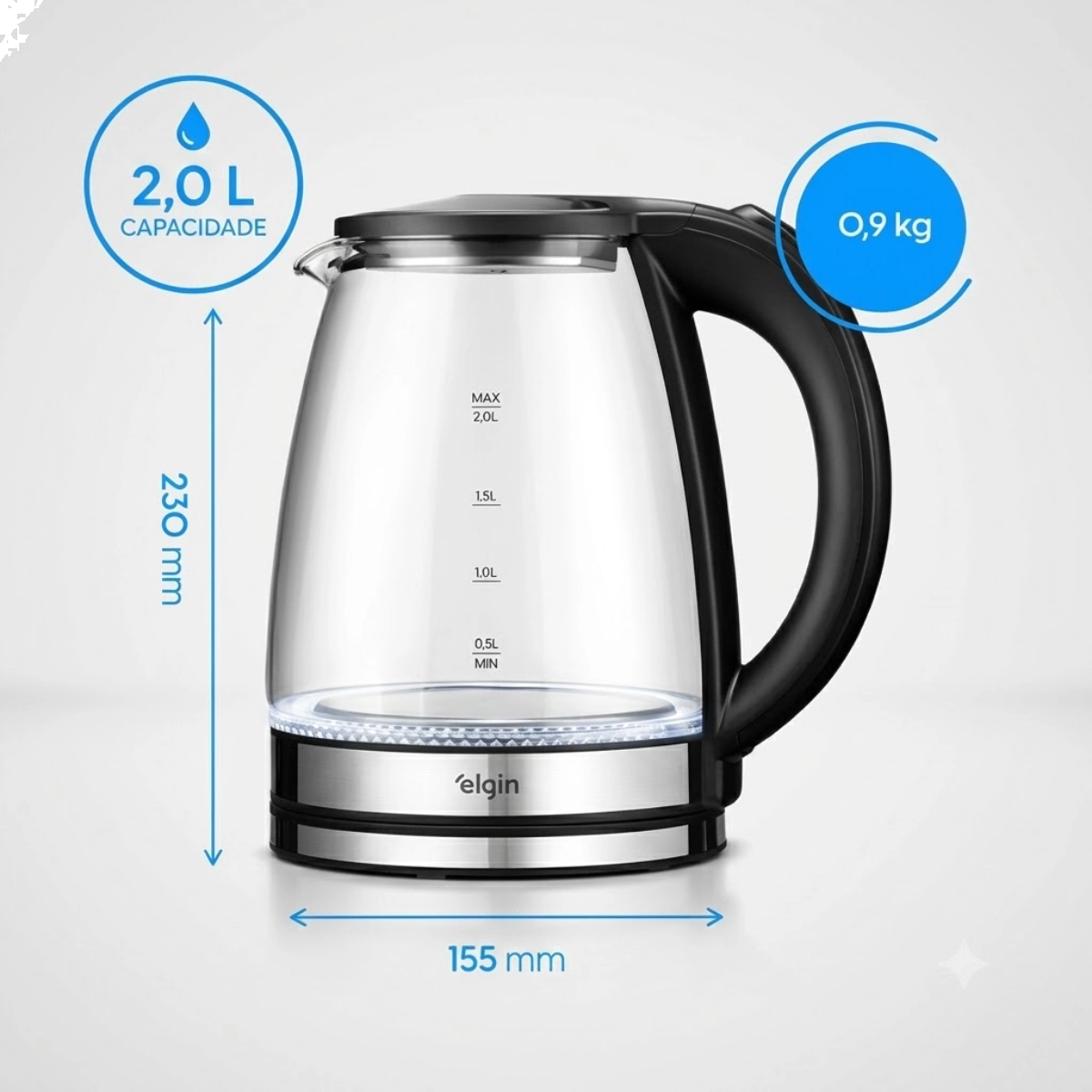 CHALEIRA ELETRICA ELGIN 2L VIDRO INOX 1200W VISIO GLASS 220V CHALEIRA ELETRICA ELGIN 2L VIDRO INOX 1200W VISIO GLASS 220V