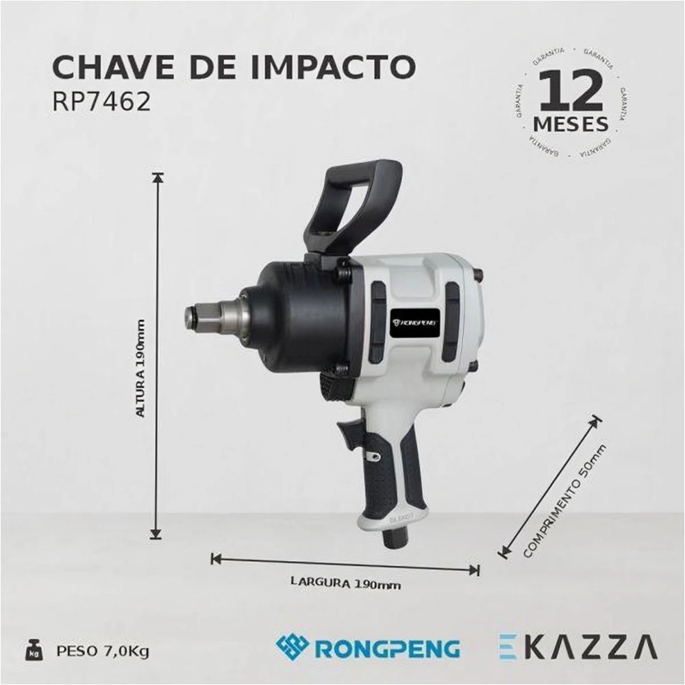 Chave de Impacto Rongpeng 3/4 Pol Pneumática 4600rpm