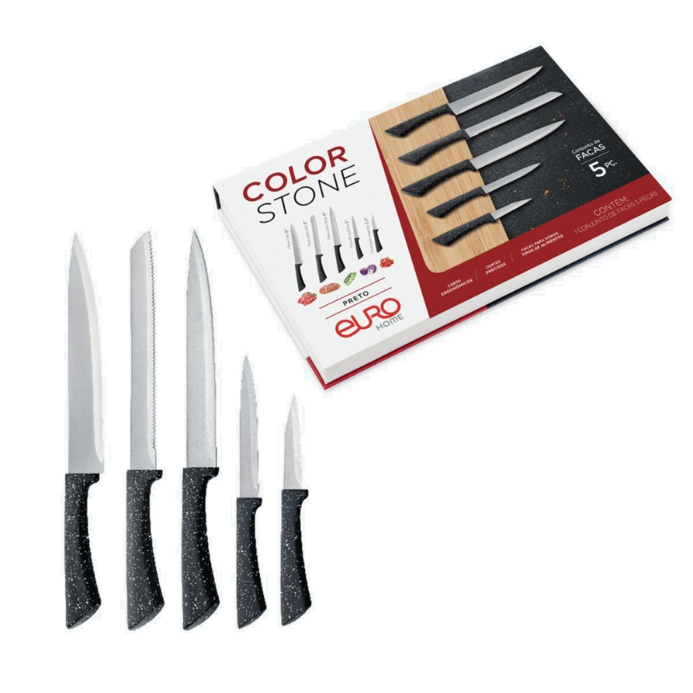 Cj de Facas Colorstone 5 Pc - Preto