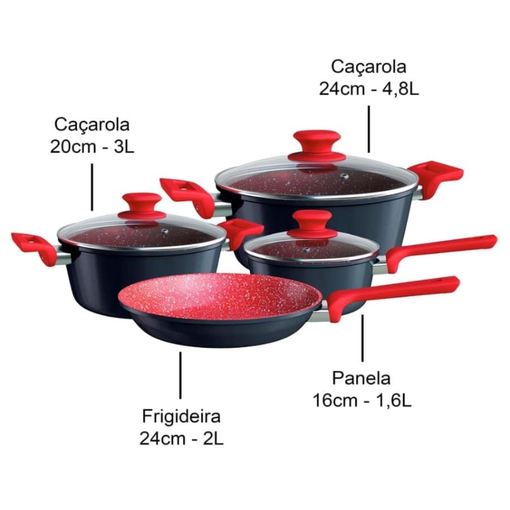 Cj. de Panelas Colorstone 4 Pc Titanio Cj. de Panelas Colorstone 4 Pc Titanio