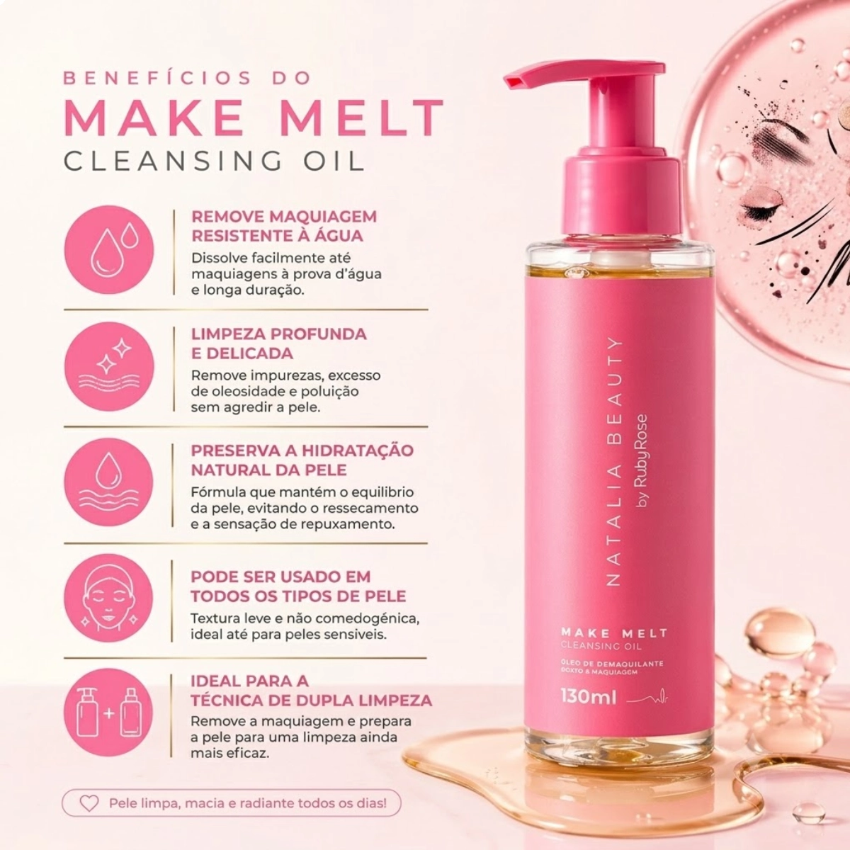 CLEANSING OIL NATALIA BEAUTY RUBY ROSE MAKE MELT DEMAQUILANTE CLEANSING OIL NATALIA BEAUTY RUBY ROSE MAKE MELT DEMAQUILANTE