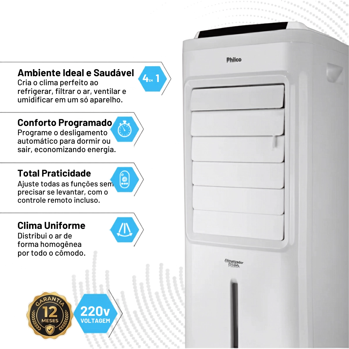 CLIMATIZADOR DE AR PORTATIL PHILCO 3 EM 1 PCL05A 220V CLIMATIZADOR DE AR PORTATIL PHILCO 3 EM 1 PCL05A 220V