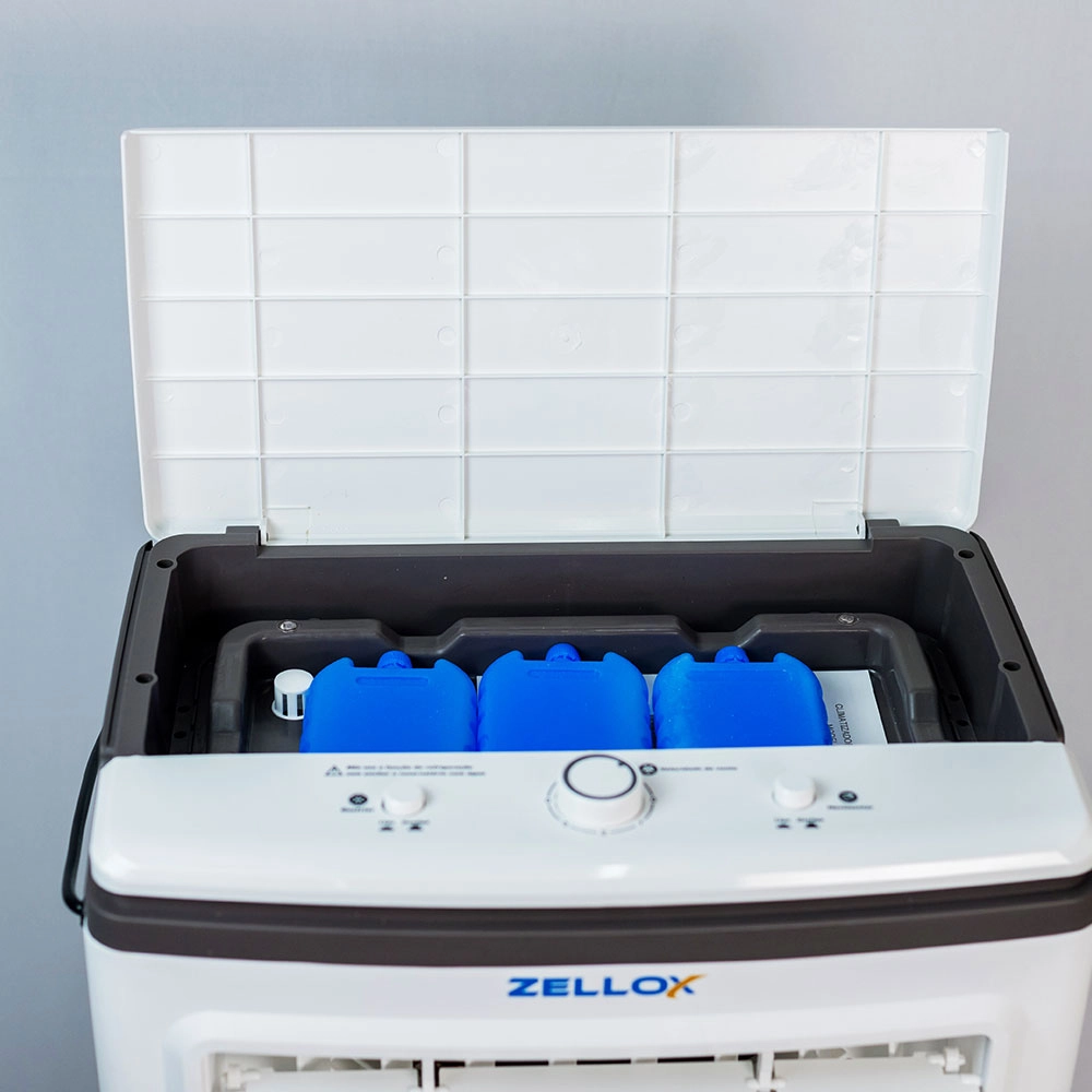 CLIMATIZADOR E UMIDIFICADOR DE AR 30 LITROS PORTÁTIL 4 FUNÇÕES BRANCO 220V ZELLOX