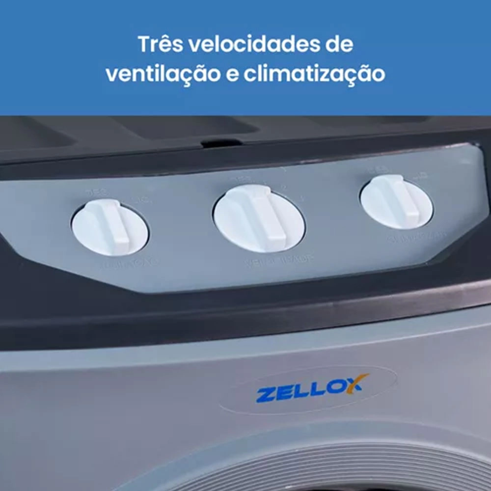 CLIMATIZADOR E UMIDIFICADOR DE AR PORTÁTIL 4 FUNÇÕES ZELLOX 70 LITROS CINZA 220V