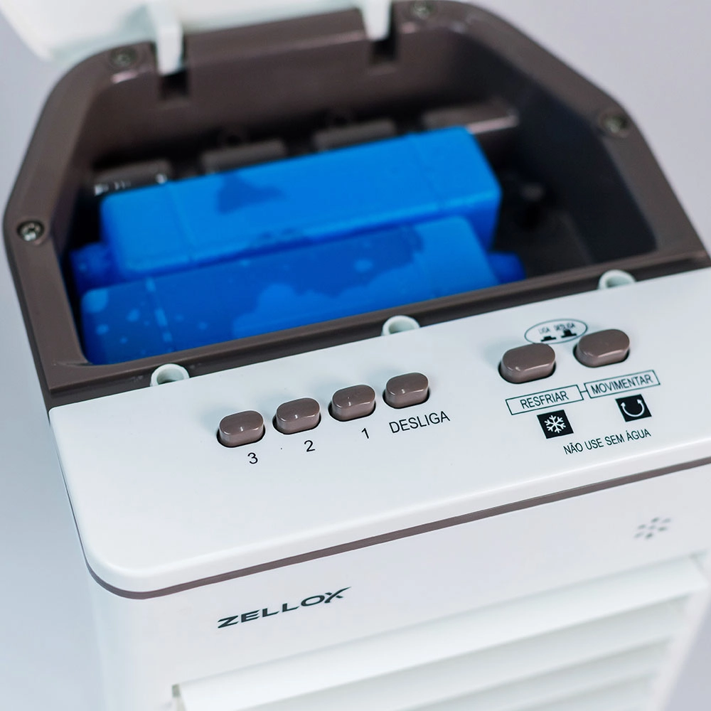 Climatizador e Umidificador de Ar Portátil 4 Funções Zellox 8 Litros Branco 127v Climatizador e Umidificador de Ar Portátil 4 Funções Zellox 8 Litros Branco 127v