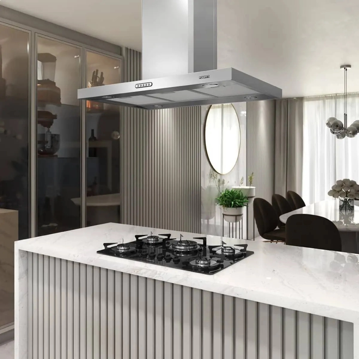 COIFA DE ILHA FOGATTI 90CM RETANGULAR INOX 110V COIFA DE ILHA FOGATTI 90CM RETANGULAR INOX 110V