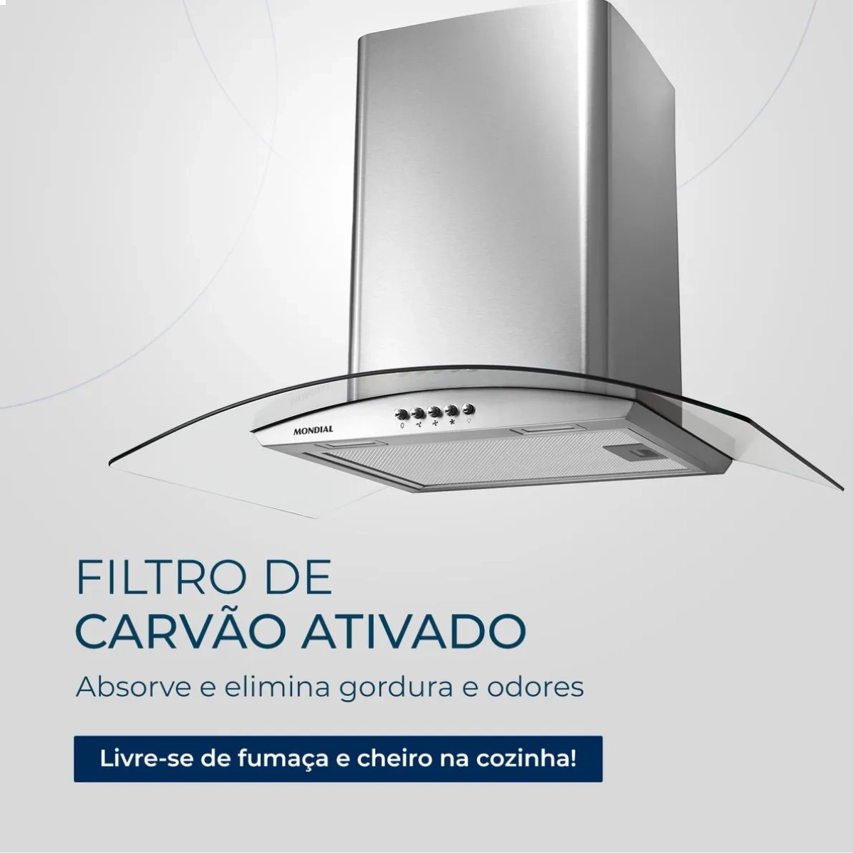 Coifa de Parede Cf60-01 com Vidro Curvo 250w 60cm Inox Mondial 127v Coifa de Parede Cf60-01 com Vidro Curvo 250w 60cm Inox Mondial 127v