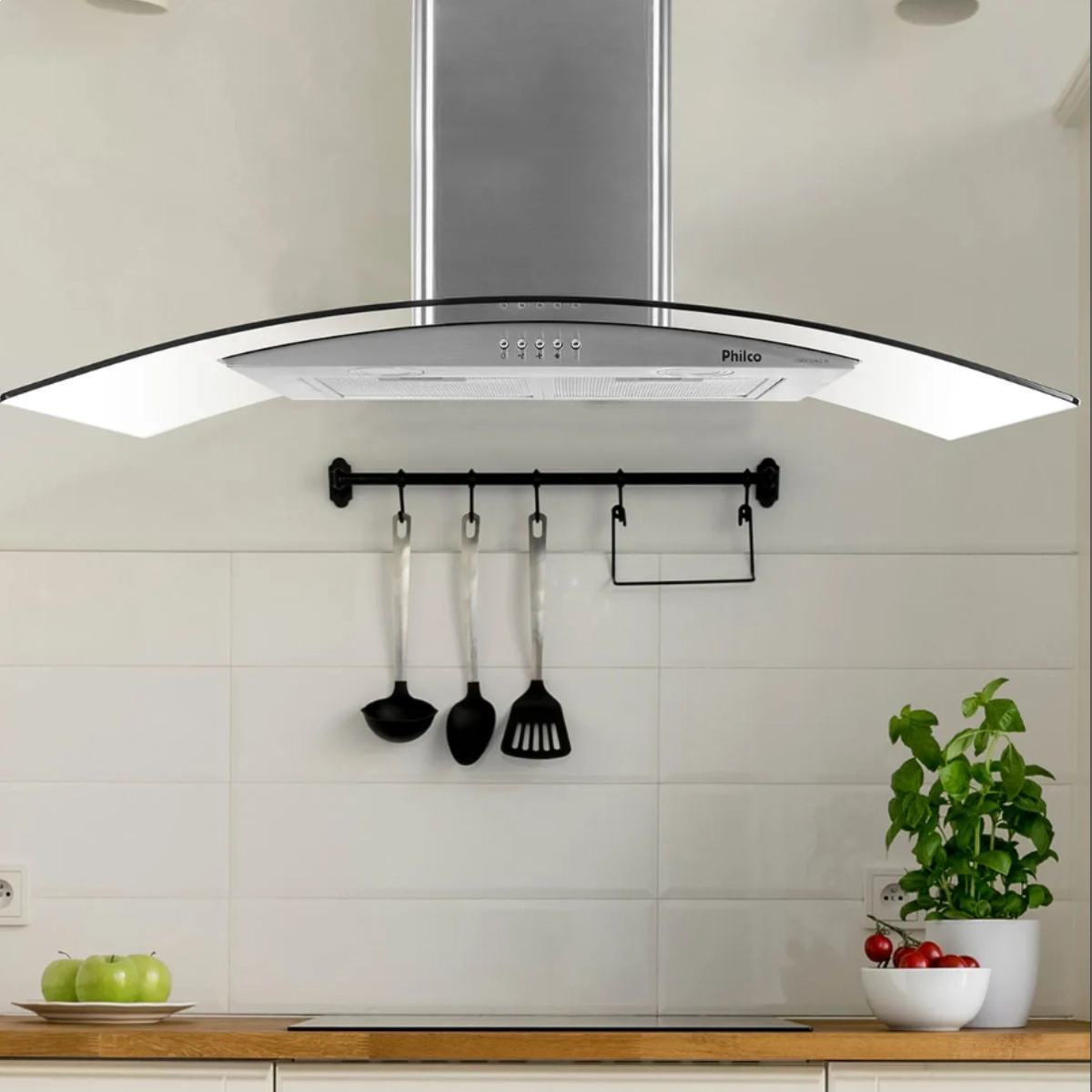 Coifa Philco Glass 90 Inox Vidro Curvo 220V 3 Velocidades, Filtro Lavável Coifa Philco Glass 90 Inox Vidro Curvo 220V 3 Velocidades, Filtro Lavável