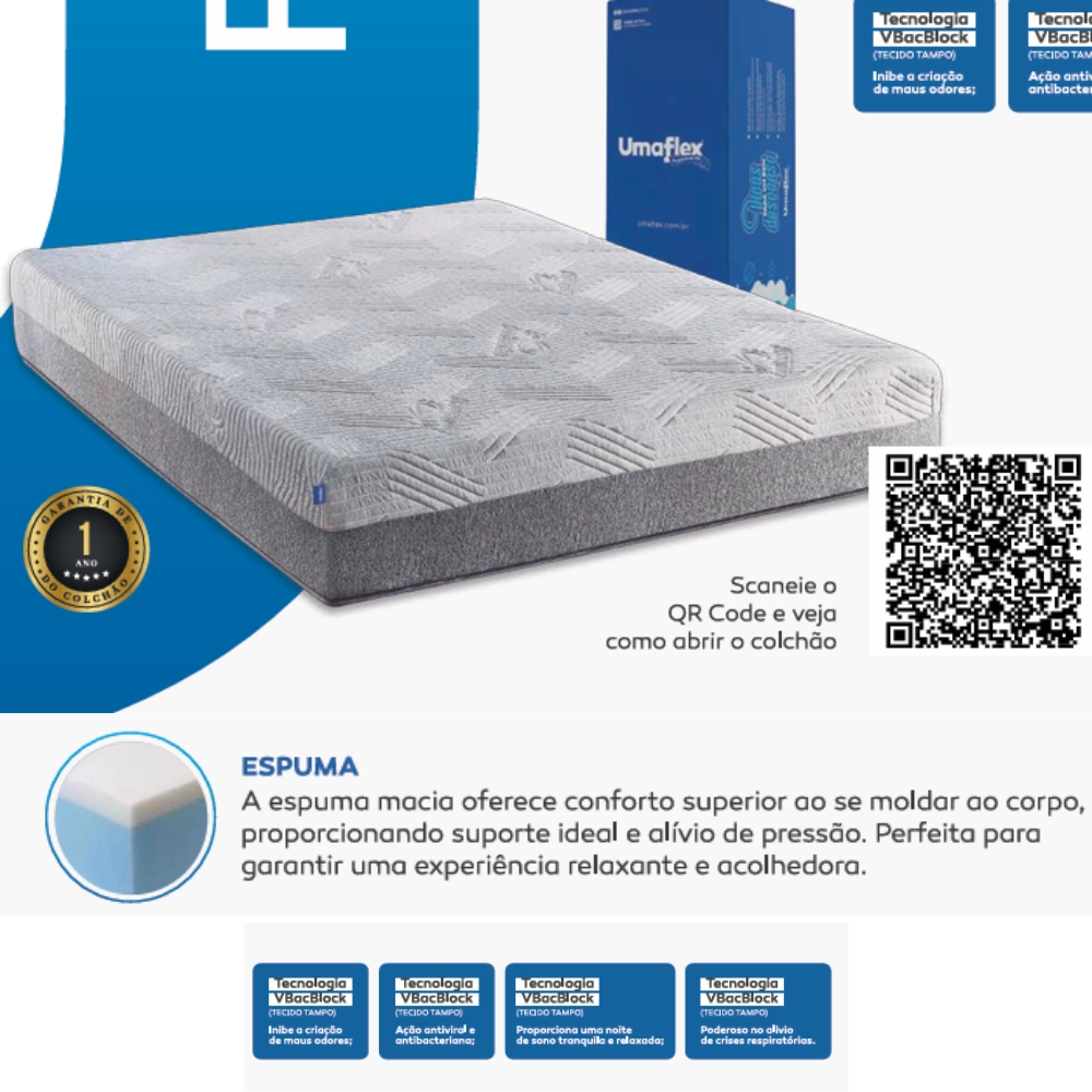 Colchão A Vacuo Viscoelástico FIT VISCO  Conforto, Alívio de Pressão e Otimas Noites de Sono