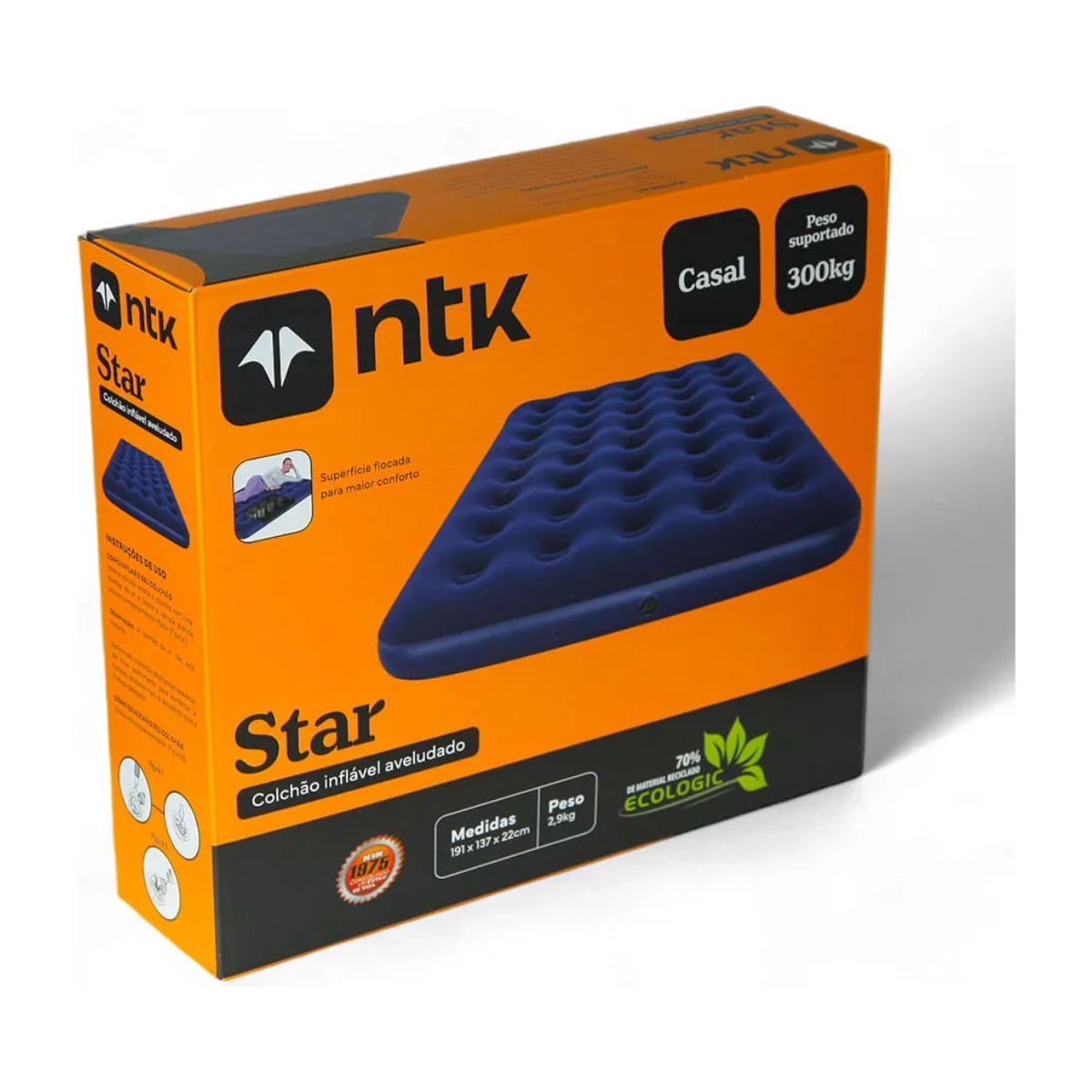 COLCHAO INFLAVEL CASAL STAR AVELUDADO NAUTIKA