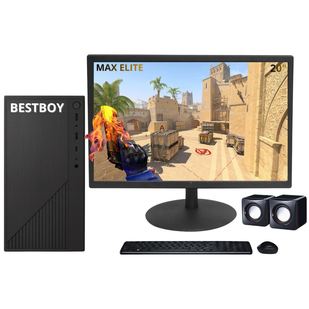 COMPUTADOR GAMER MAX ELITE BESTBOY INTEL CORE I5 8º 16GB RAM SSD 512GB RX 580 8GB 500W MONITOR 20 PRETO