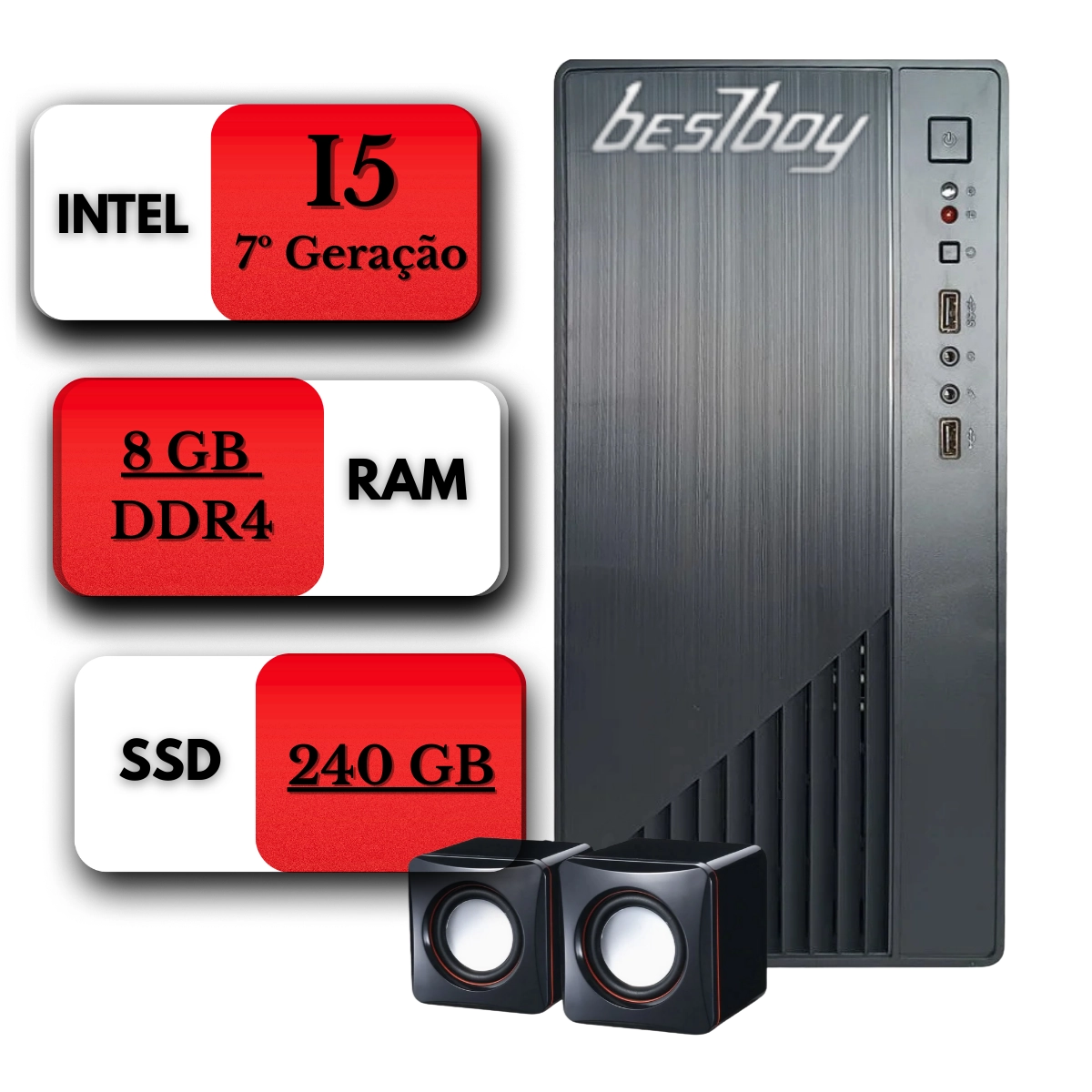 COMPUTADOR GAMER PREMIUM BESTBOY INTEL CORE I5 7º 8GB RAM SSD 240GB 500W MOU TEC MON 20 PRETO