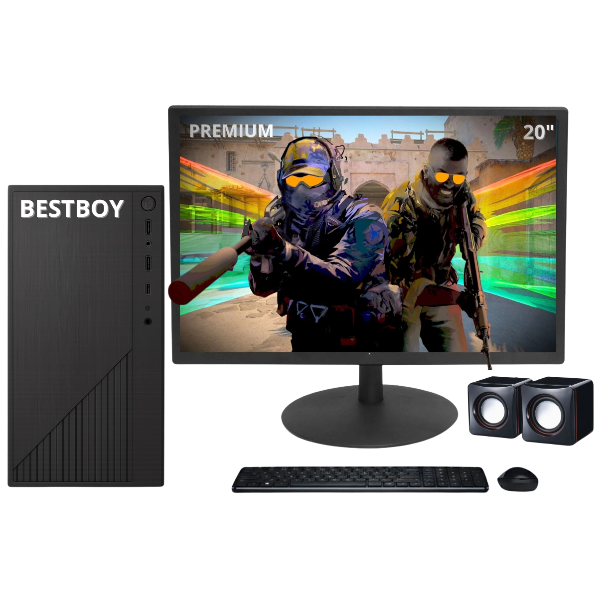 COMPUTADOR GAMER PREMIUM BESTBOY INTEL CORE I5 8º 8GB RAM SSD 240GB 500W MOUSE TEC CX SOM MON 20 PRETO