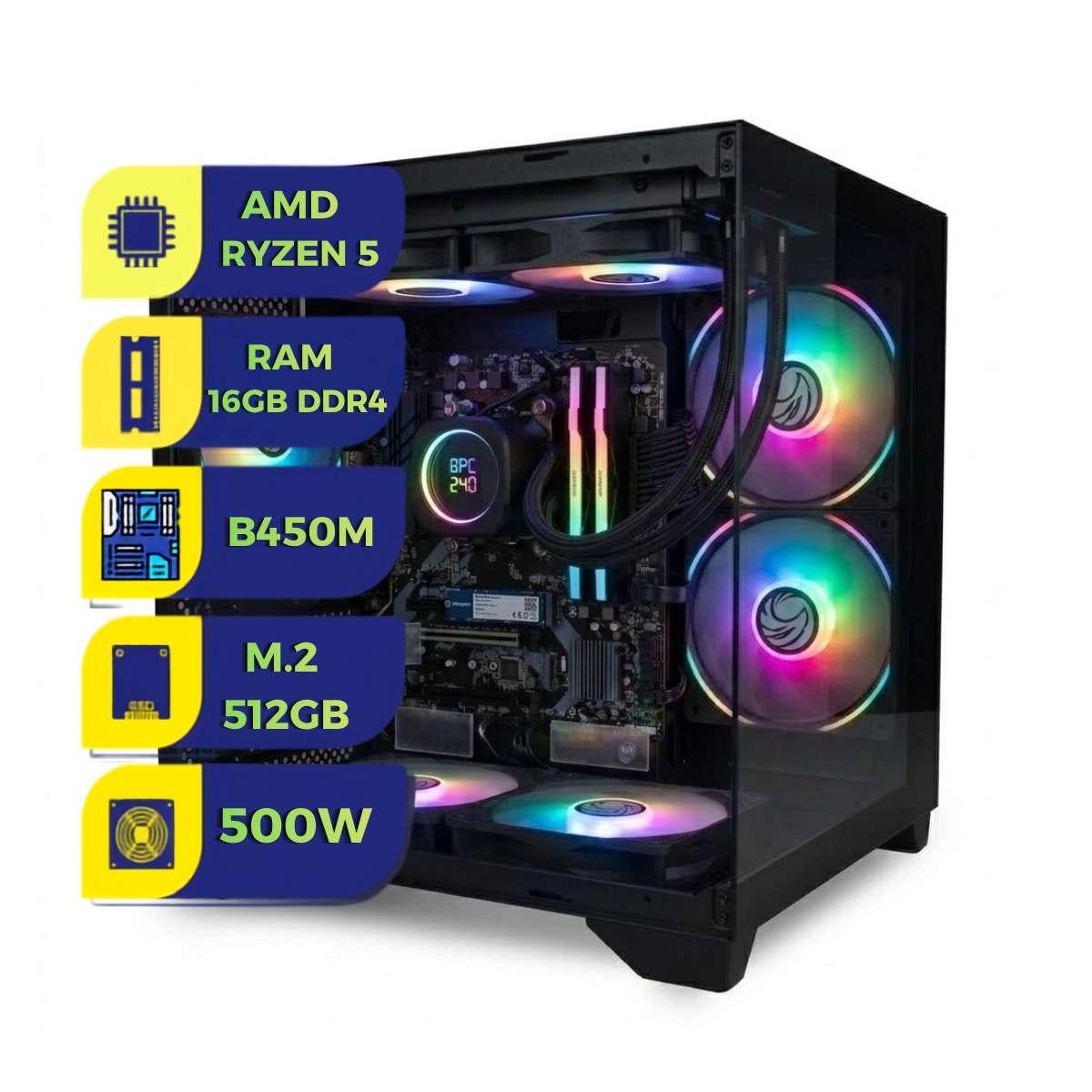 COMPUTADOR GAMER PREMIUM BESTBOY RYZEN 5500GT 16GB RAM SSD 512GB 500W COMPUTADOR GAMER PREMIUM BESTBOY RYZEN 5500GT 16GB RAM SSD 512GB 500W