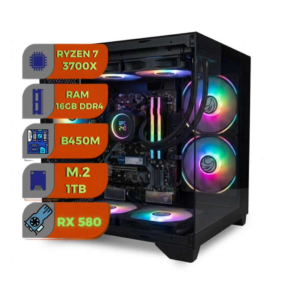 COMPUTADOR GAMER PREMIUM BESTBOY RYZEN 7 3700X 16GB RAM M.2 1TB 500W 80 PLUS RX 580 8GB COMPUTADOR GAMER PREMIUM BESTBOY RYZEN 7 3700X 16GB RAM M.2 1TB 500W 80 PLUS RX 580 8GB
