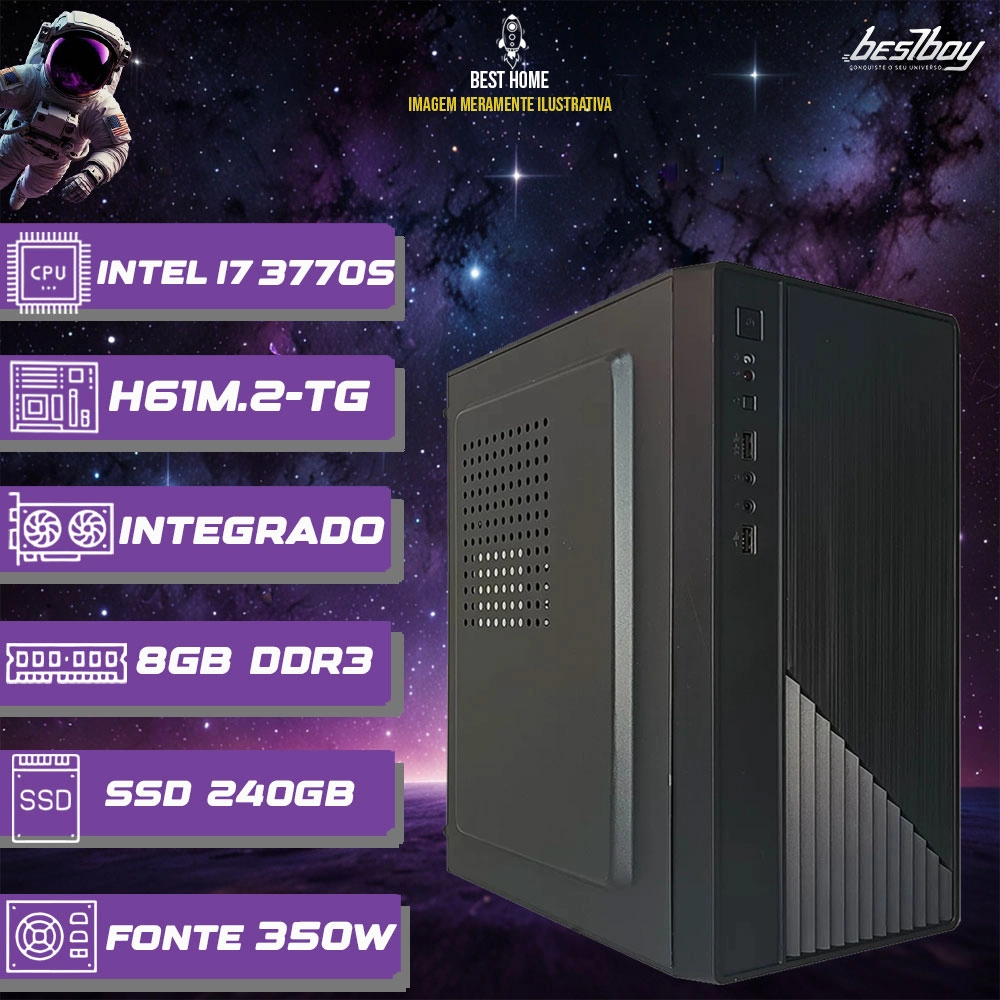 COMPUTADOR INTEL I7-3770S 8GB SSD 240GB FONTE 350W WINDOWS 10 TRIAL 