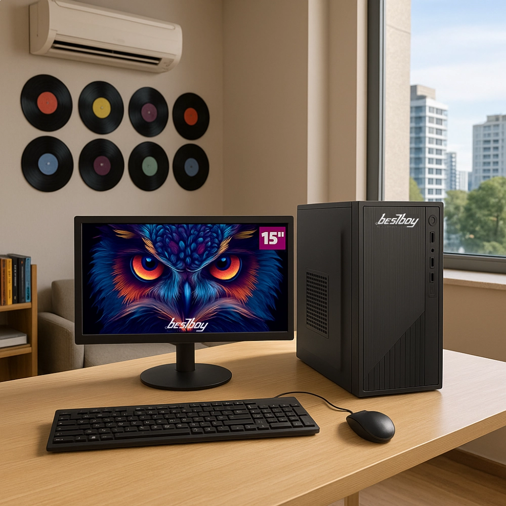 Computador Pc Cpu Completo Intel Core I3 8gb Ssd 128 Gb Monitor 15&quot; Windows 10 Trial - BestBoy