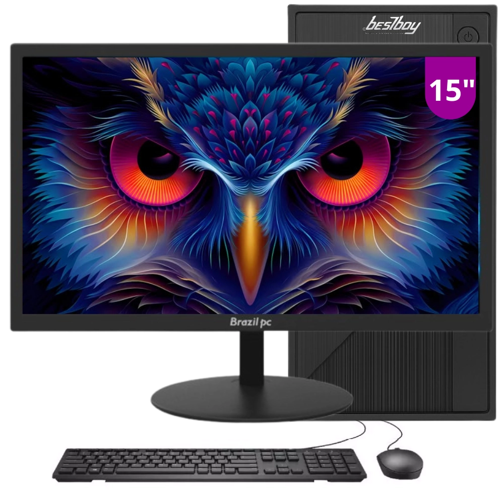 Computador Pc Cpu Completo Intel Core I3 8gb Ssd 128 Gb Monitor 15&quot; Windows 10 Trial - BestBoy