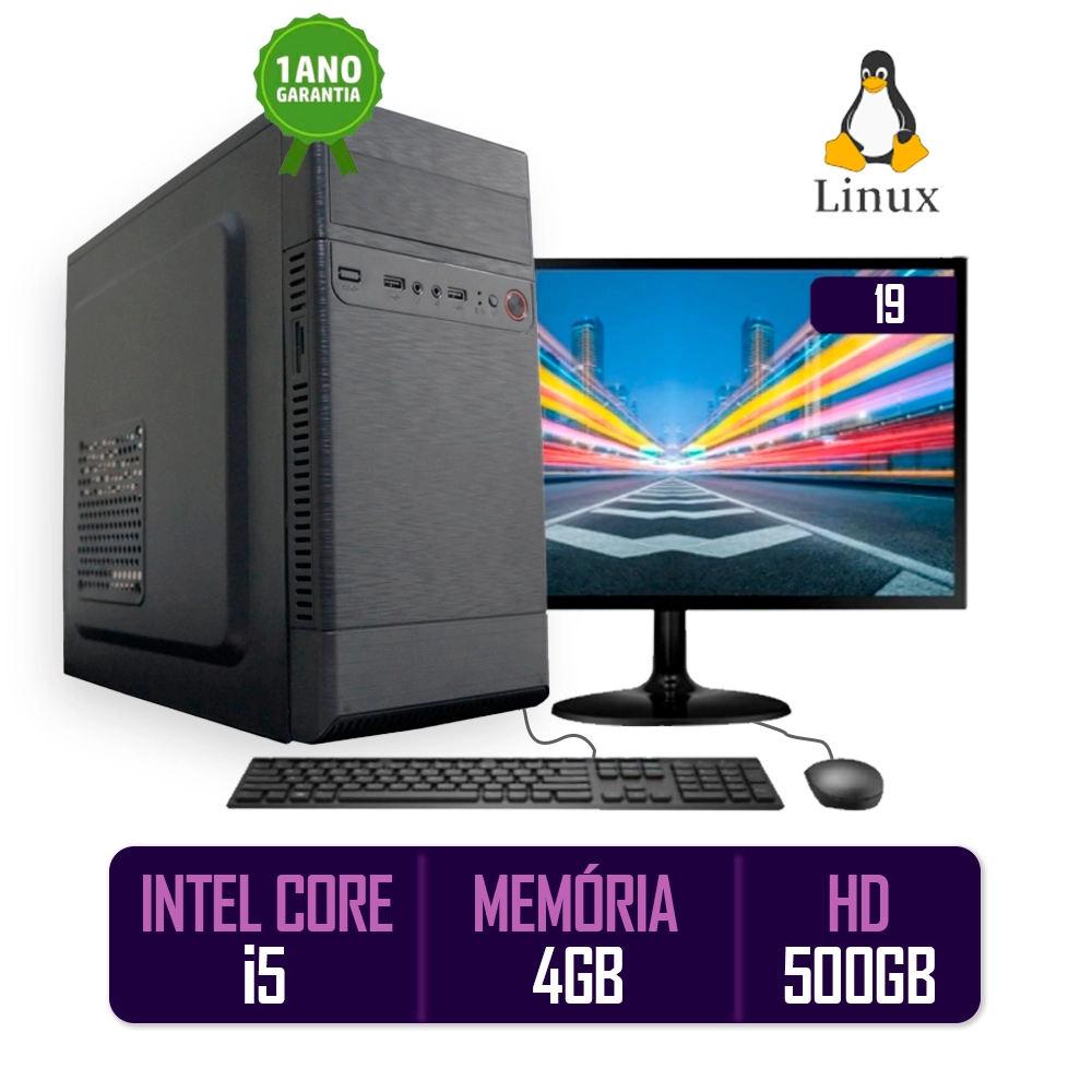 Computador Pc Cpu Completo Intel Core I5 4gb 500gb Kit Monitor 19 Led Hdmi Bestpc