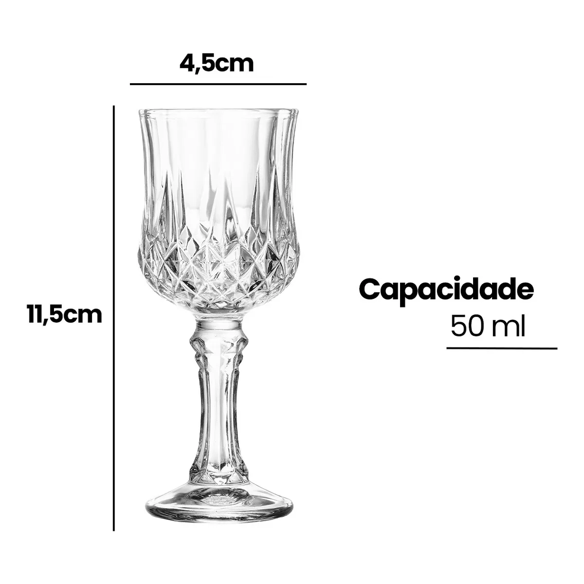 CONJUNTO 6 TAÇAS DE VIDRO PARA LICOR LYOR DIAMANTE 50ML CONJUNTO 6 TAÇAS DE VIDRO PARA LICOR LYOR DIAMANTE 50ML