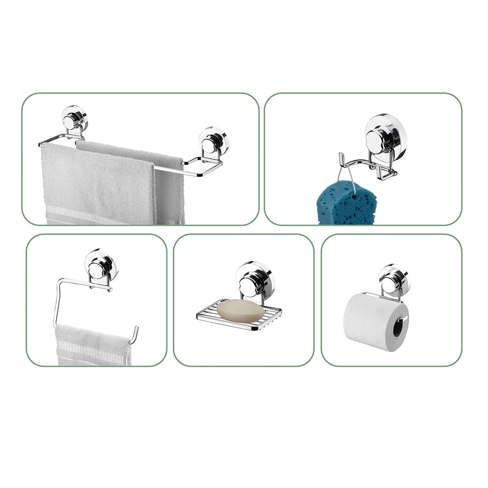 Conjunto de 5 Peças Schmitt para Banheiro com Ventosa Cromado Conjunto de 5 Peças Schmitt para Banheiro com Ventosa Cromado